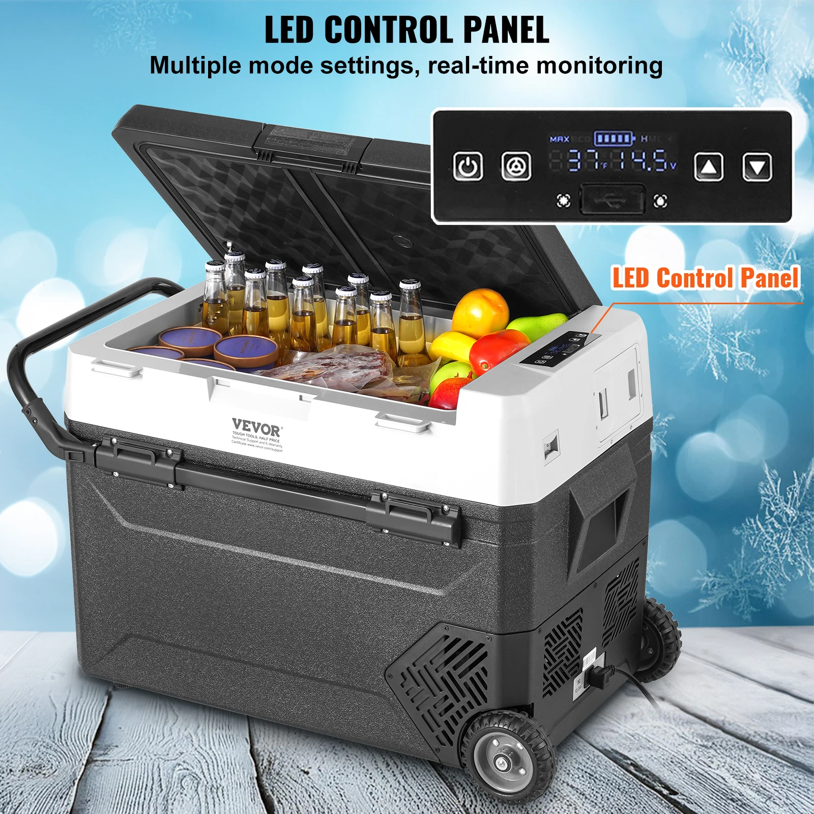 VEVOR Portable Car Refrigerator 12 Volt Car Refrigerator Fridge Single Zone Portable Freezer -4℉-68℉ Adjustable Temperature 