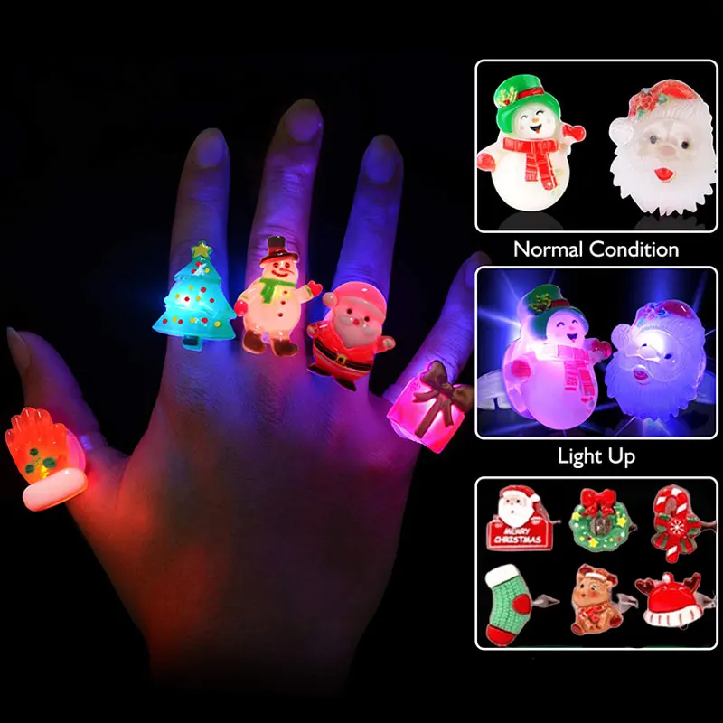 24 قطعة من حلقات توهج عيد الميلاد ثلاثية الأبعاد LED ضوء الإصبع حلقات وامضة لحفلة عيد الميلاد ألعاب عيد الميلاد المضيئة #2