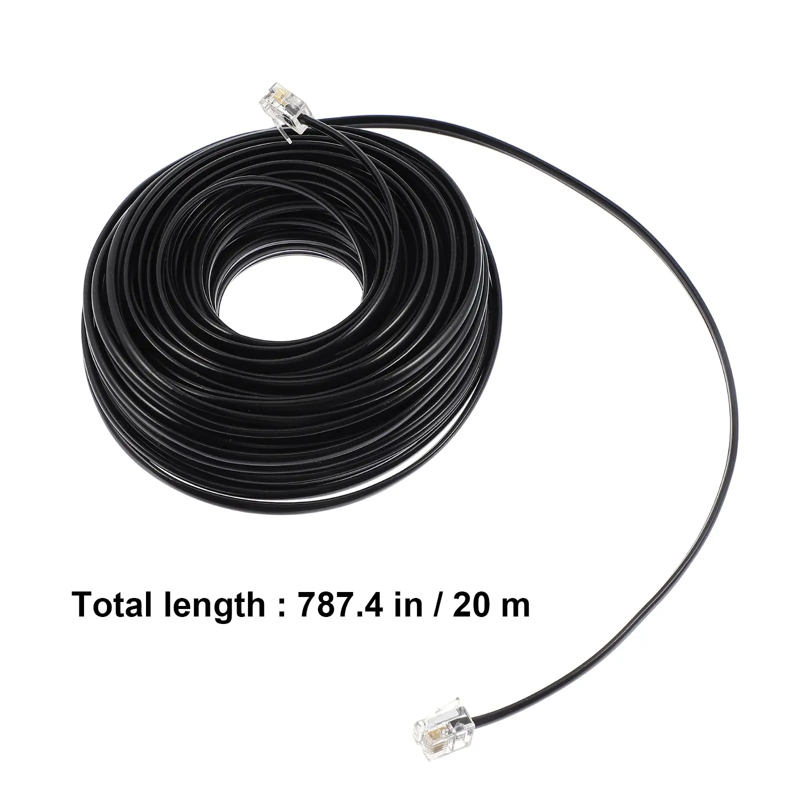 20M Telephone Extension Cord Cable For Home Office Connecting RJ11 Plug Fax Machine Desk Phone Accessories Dust Plug