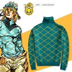 Anime Bizarre Adventure Cosplay Costume Diego Brando Golden Wind Cotton Knitted Sweater Autumn Winter Halloween Party Clothing