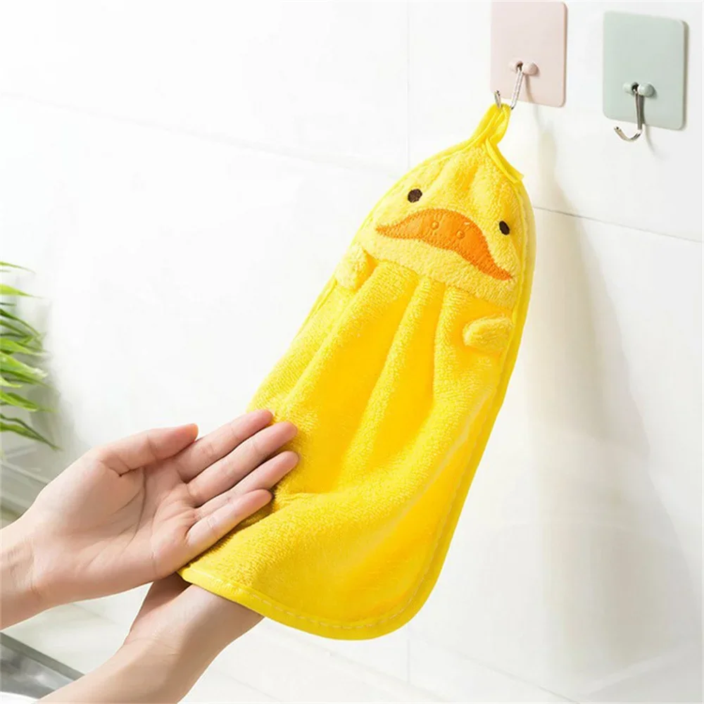 Cartoon Design Toddler Kid Hand Towels With Hanging Loop cabinet Hand Towels Absorbent Quick Dry Utility Towel For Bathroom Home