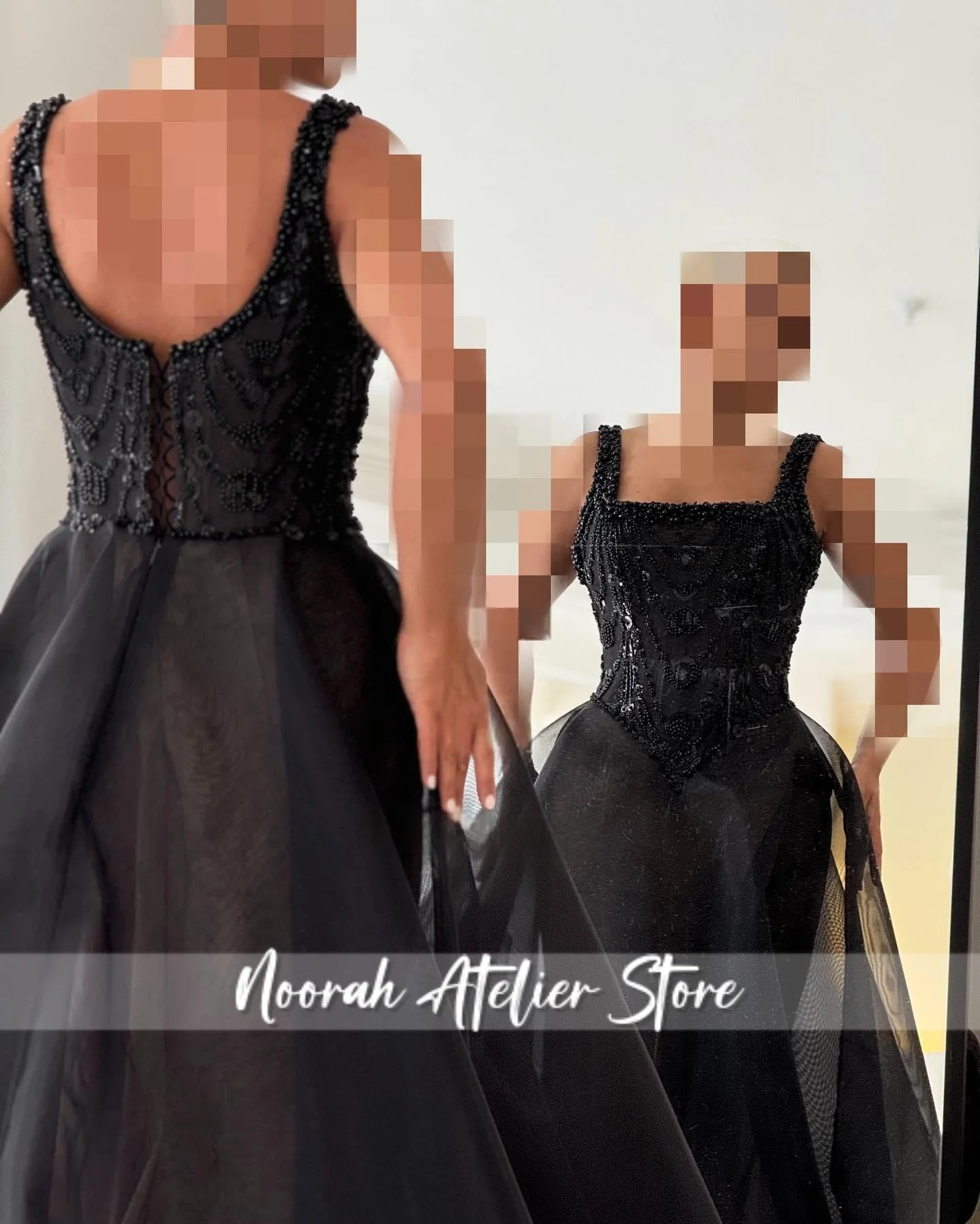 فساتين سهرة نسائية فاخرة جديدة أنيقة باللون الأسود مطرز بالخرز 2025 دبي ألين تول فستان الحفلات فستان حفلات مخصص