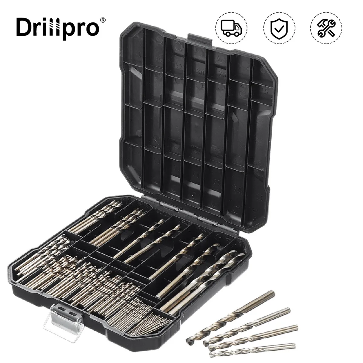 

Сверла кобальтовые Drillpro M35, 1,5-10 мм, 99 шт.