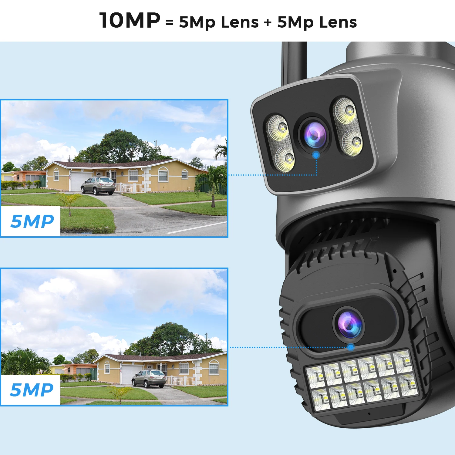 10MP 5K Wifi IP Kamera Outdoor 2,4 GHZ 5GHZ PTZ Überwachungskamera Dual Objektiv Dual Bildschirme E-Mail Alarm 4K Sicherheit Schutz – Detail 6