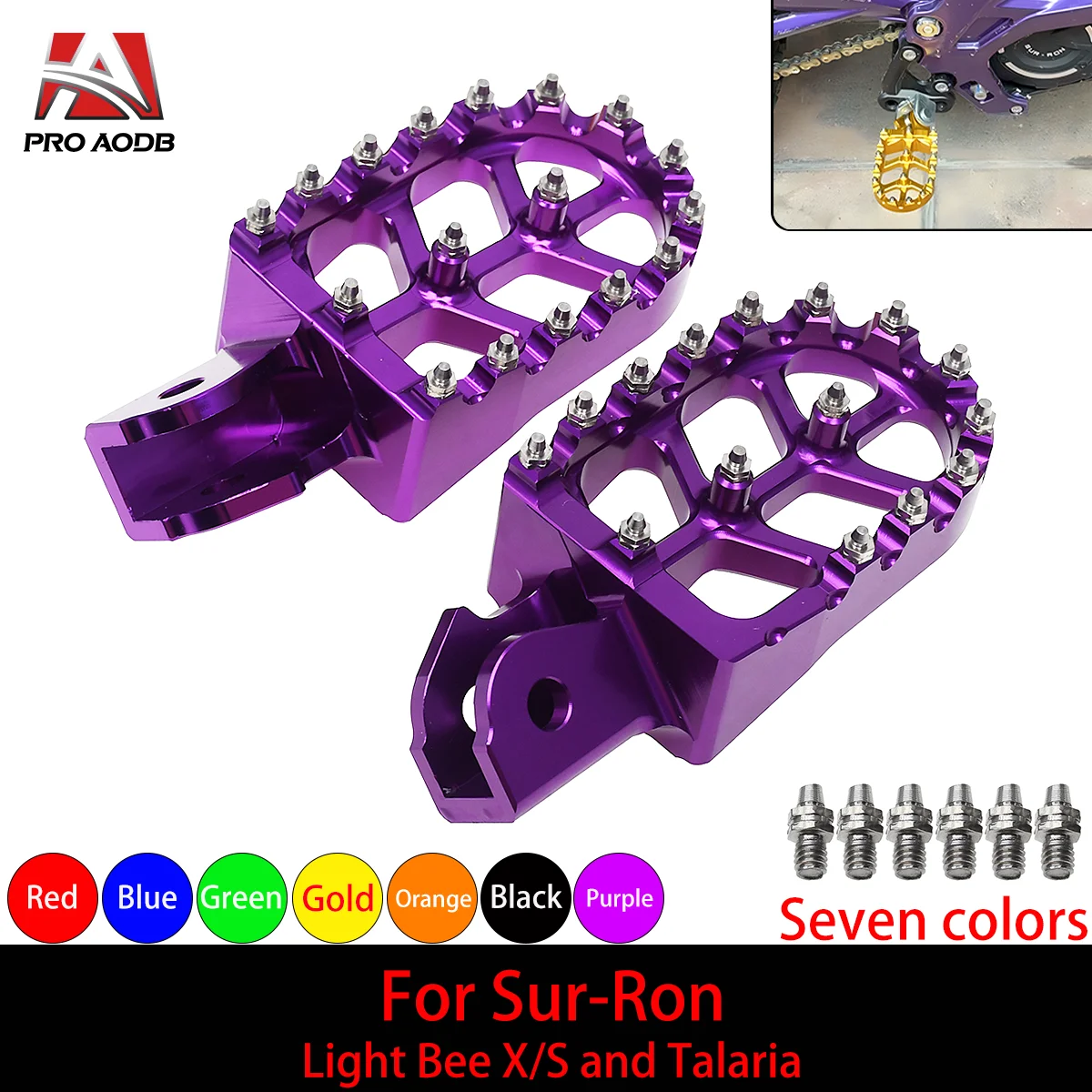 For Sur-Ron Surron Sur ron Light Bee S X Electric Off-Road Bike Motorcycle CNC Foot Pegs Pedal Mounting Pedals Retrofit Bracket