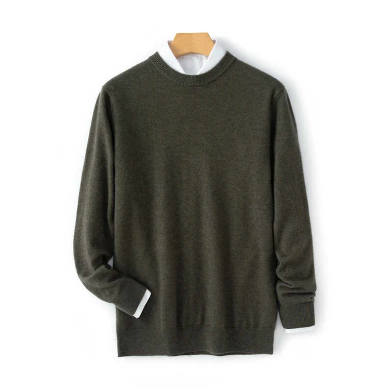 

100% Pure Cashmere Autumn Winter Men O-Neck Knit Multi-color Versatile Sweater Loose Warm Youth Pullovers Business Casual Tops