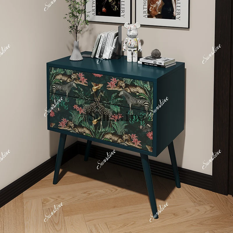 

American retro painted decorative storage/household bedroom storage solid wood drawer cabinet FT