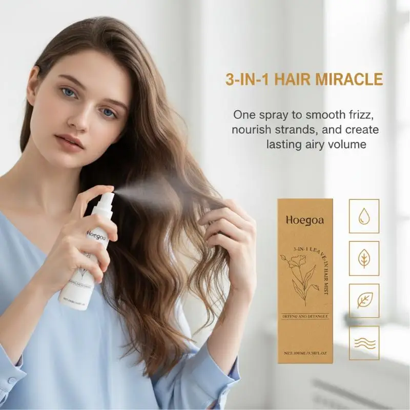 

3 in Hair Care Spray Leave In Nourish Plant Extract Volumize No Wash Styling for Dry Hair Daily Protection at Home Use