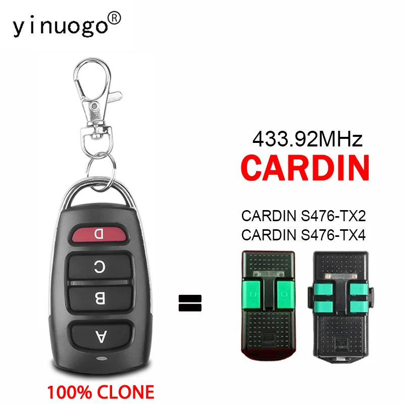 CARDIN S476-TX2 S476-TX4 Garage Door Remote Control Clone 433MHz Fixed Code CARDIN Garage Door Wireless Transmitter