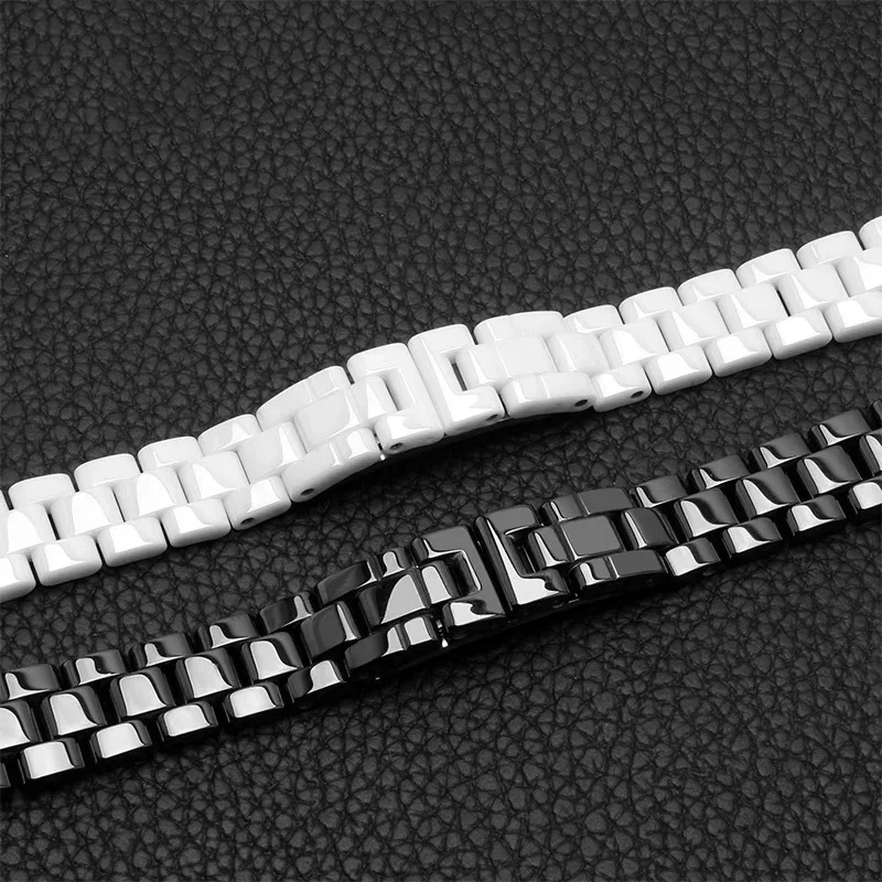 For J12 high quality ceramics wristband high quality women's men's watch strap Fashion bracelet black and white watchbands 19mm