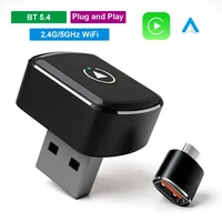 Adaptador inalámbrico CarPlay y Android Auto 2 en 1: Plug-and-play, conexión automática rápida, puertos USB/USB-C, accesorio esencial para automóvil