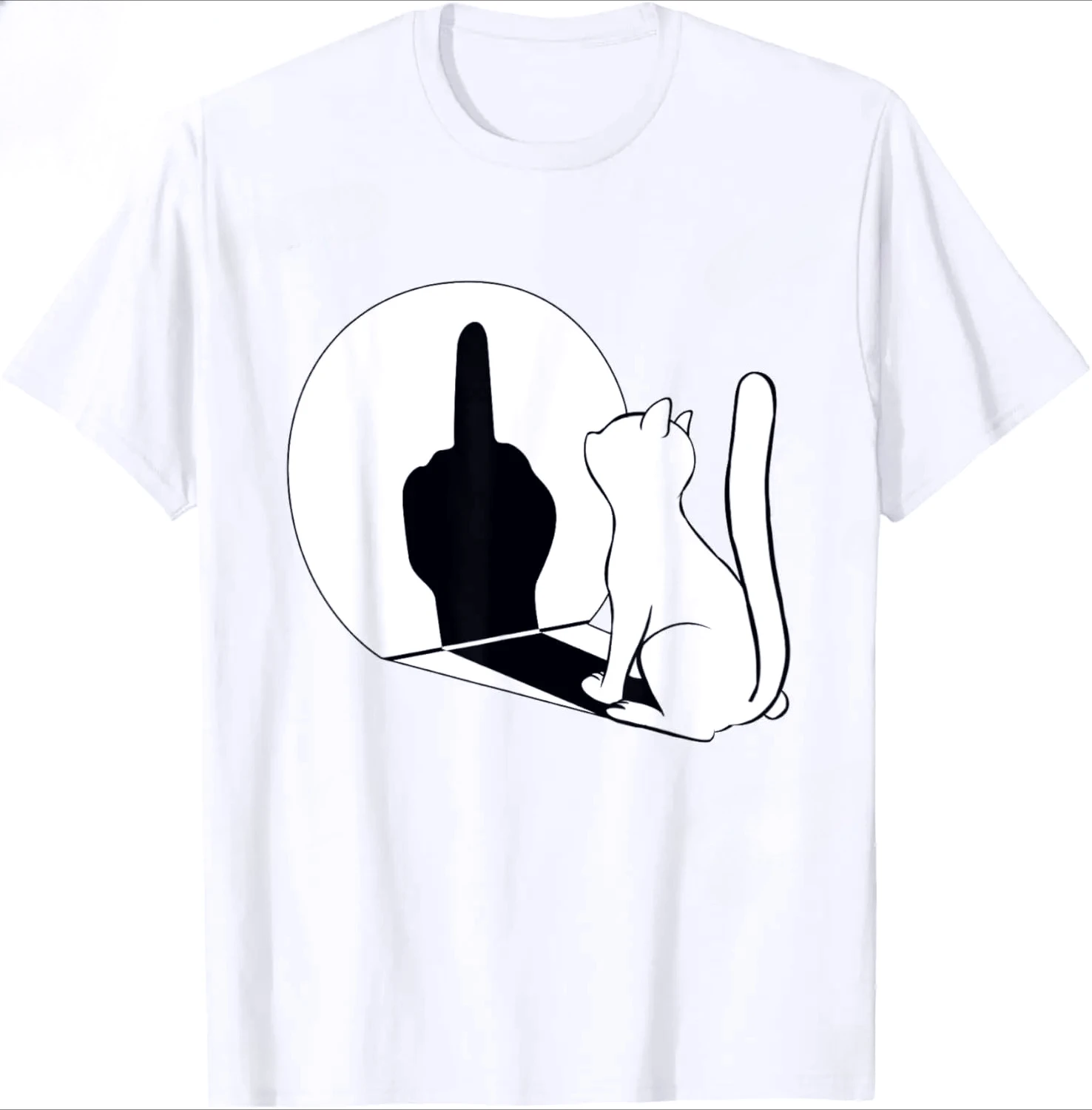 Middle Finger Cat Statement Cat Funny Print Tee Breathable Harajuku Regular Short Sleeve O-neck Women Summer Vintage Stylish Tee