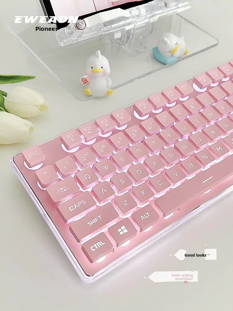 

Клавиатура Forerunner X7 Бесшумная клавиатура Женская офисная розовая беспроводная компьютерная клавиатура High Beauty