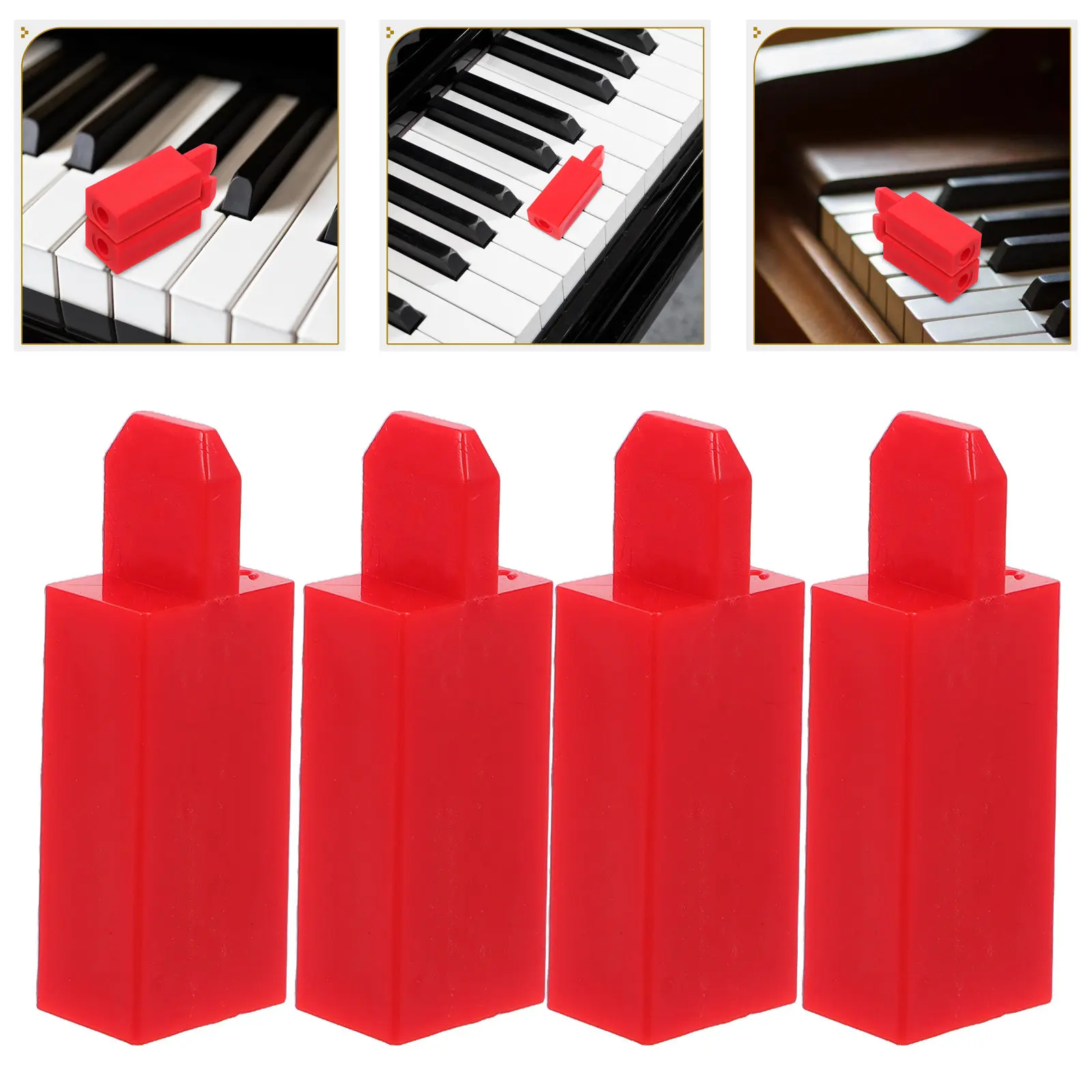 4Pcs Piano Tuning Tools Red Keyhole Felt Plugs 3.4-3.7mm for Instrument Repair Maintenance Professional Tuner Kit