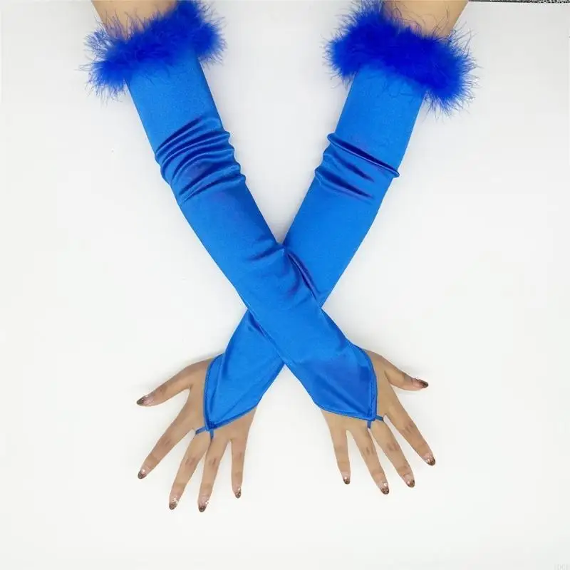 

Fashionable Fingerless Satined Gloves for Women 1920s Vintage Party Long Arm Sleeves Elbow Length Gloves for Formal Event