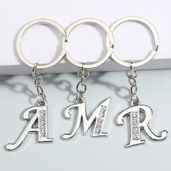 LLavero de Metal con inicial de A-Z para hombre y mujer, llaveros de 26 letras mayúsculas, accesorios de bolso, llaves de coche, regalos de joyería DIY