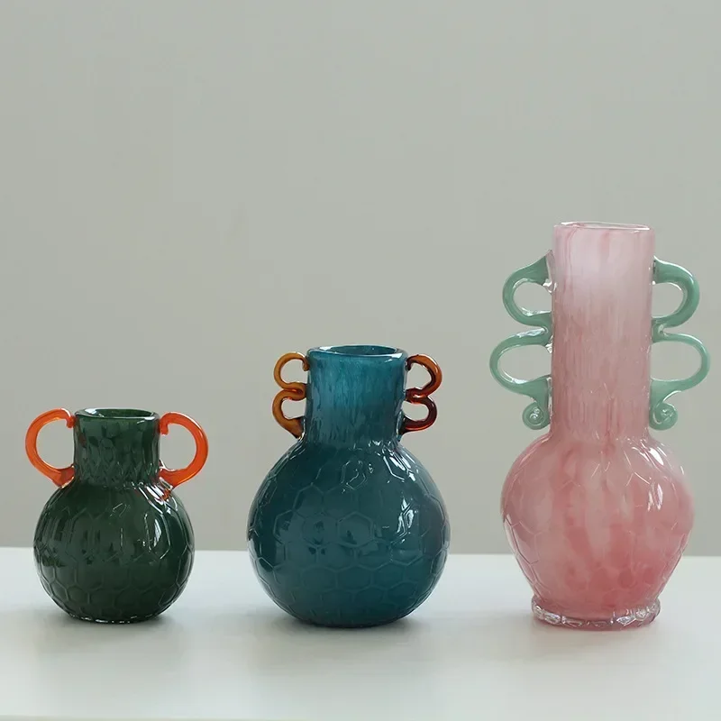 

Geometric Glass Vase with Ring Handle - Chroma Hydroponics Decor for Home