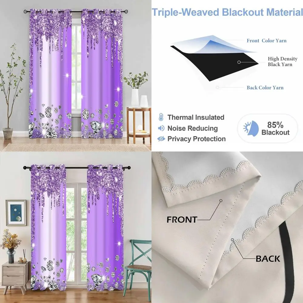 

Изысканные блестящие шторы, затемняющие занавески для спален и гостиных, 2 панели, 52x84 дюйма