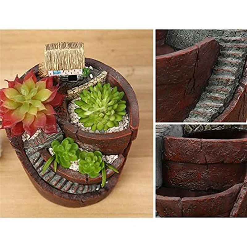 

Hanging Garden Potted Micro-Landscape Meat Plant Pots Small House Resin Decoration E-AT48