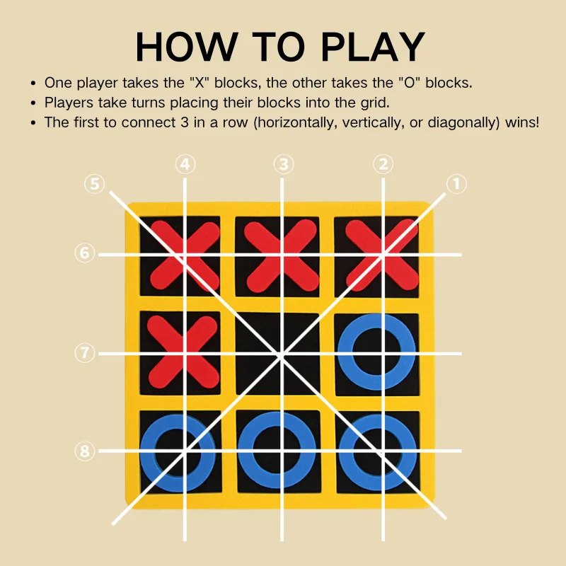 Kinder-Tic-Tac-Toe-Brettspiel - EVA Lernspielzeug & Interaktives Familienspiel für Eltern und Kinder – Detail 2
