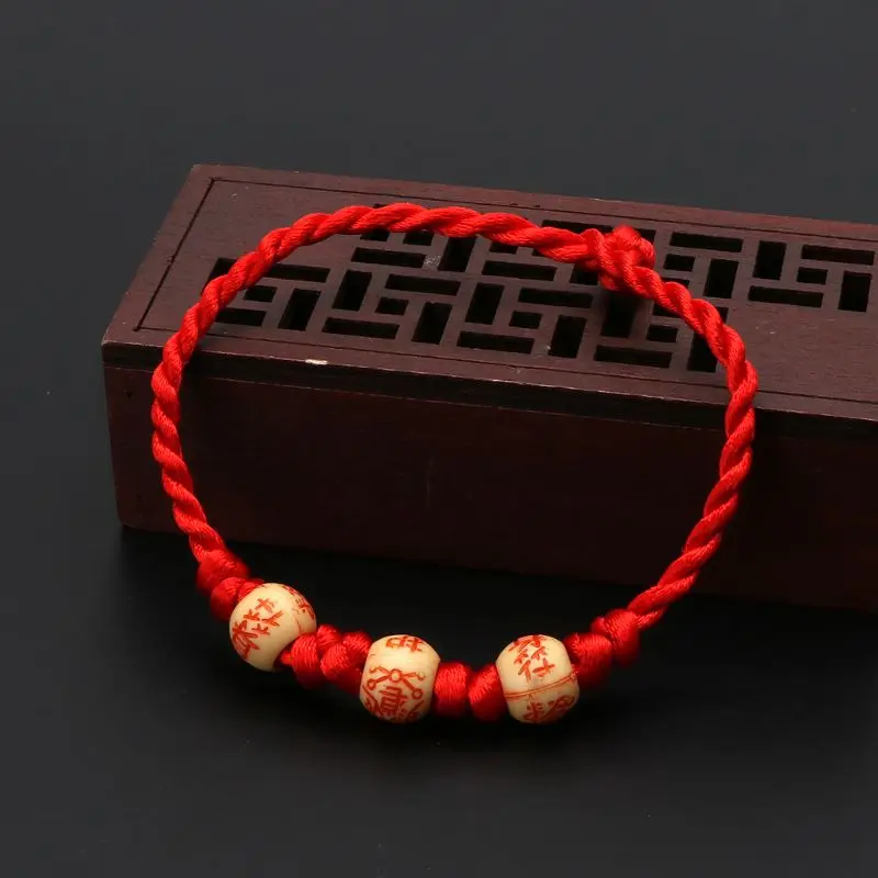 Pulsera cuerda roja tigre Año Nuevo E15E, pulsera trenzada hilo rojo hecha a mano para Protec