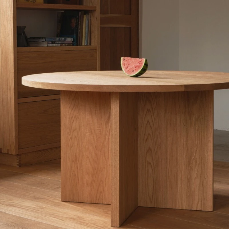 

Cherry red oak modern simple dining table home solid wood Nordic dining table