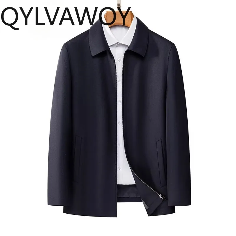 

Мужская куртка QYLVAWOY из 91,9% шерсти, высококачественная демисезонная куртка с отложным воротником, тонкая мужская одежда для бизнеса и повседневной носки