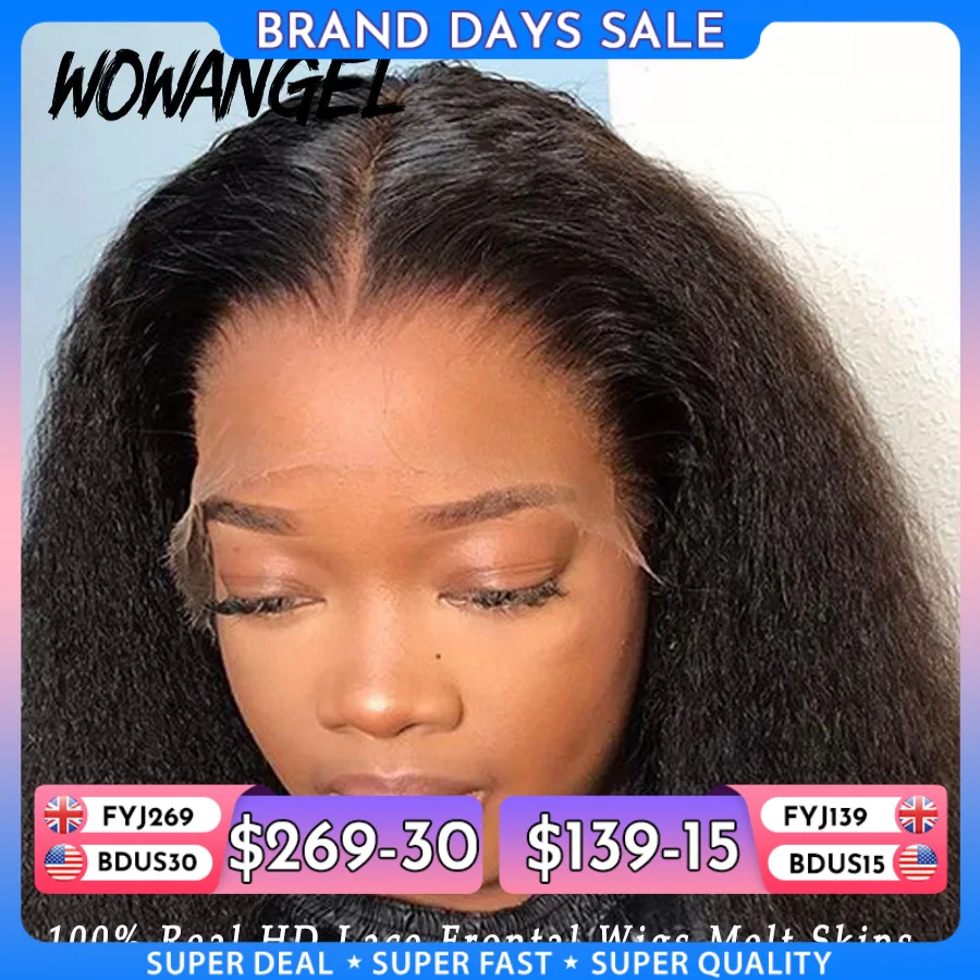 SKINLIKE Real HD Lace Front Wigs Kinky Straight 250% 13x4 Full Frontal Wigs Human Hair Wigs Peruvian Yaki Straight Melt Skins