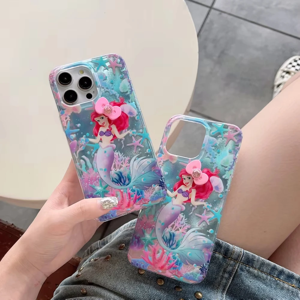 Funda de teléfono con diseño de estrella de mar Coral de La Sirenita para iPhone 16 Pro Max 15 14 Plus 13 12 Mini 11, funda trasera de silicona a prueba de golpes