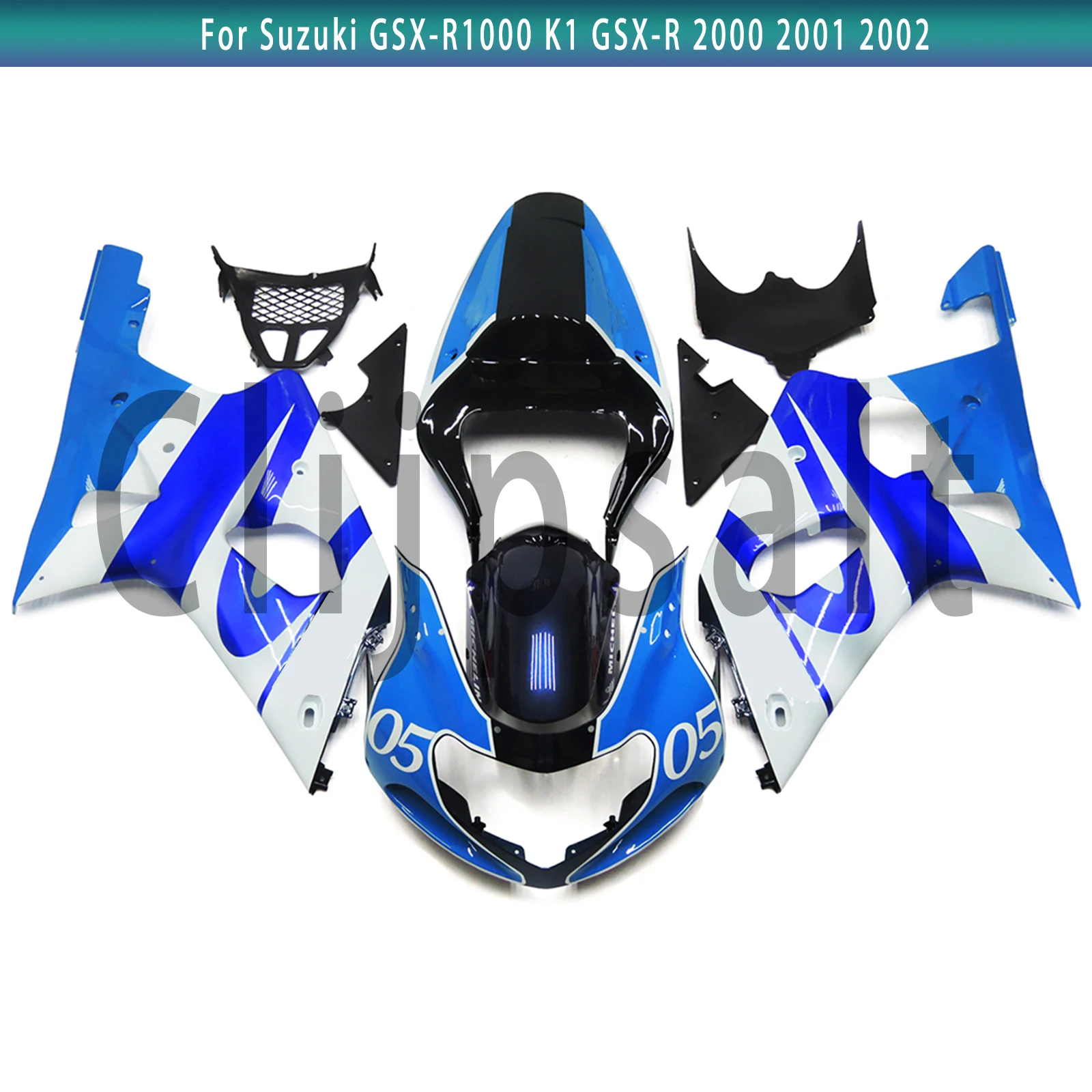 Untuk Suzuki GSX-R1000 K1 GSX-R 2000 gsx1000r 2001 2002 Set Fairing sepeda motor Body Kit aksesori plastik ABS injeksi Bodywork