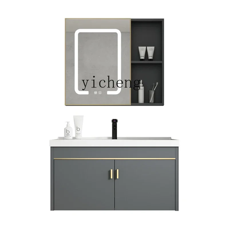 

TQH washbasin cabinet combination space aluminum small apartment bathroom cabinet integrated ceramic washbasin