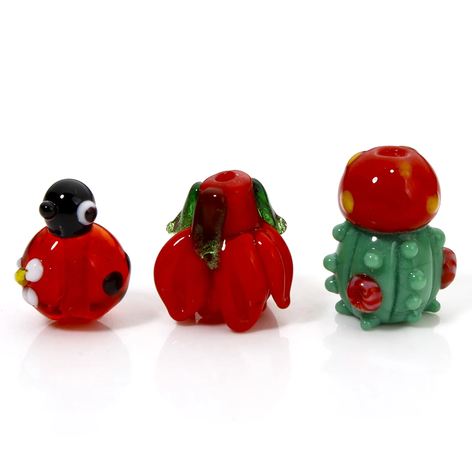1 sztuka 3D Lampwork szklane koraliki kaktus biedronka kolekcja Flora dla majsterkowiczów tworzenia biżuterii naszyjnik bransoletki tworzenia biżuterii