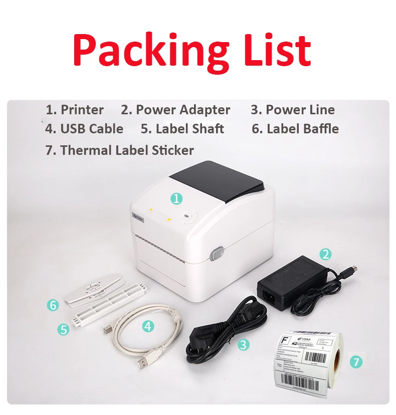 (with 1 roll Label)Xprinter XP-420B 58MM Thermal Shipping Label Printer Barcode Sticker Waybill Receipt Maker suit USB Bluetooth