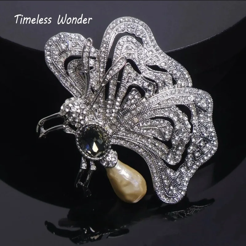 Timeless Wonder Fancy Zircon Geo Glass Butterfly Brooch Pins for Women Designer Jewelry Runway Top Luxury Cute Rare Sweet 6527