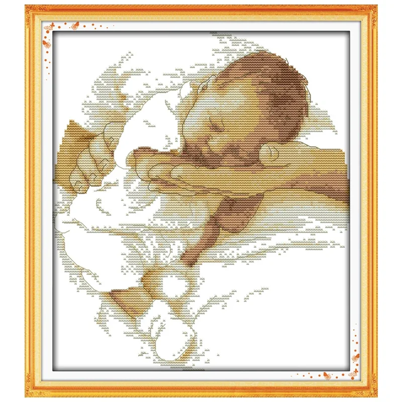 Little Girl Baby Angel Patterns Counted Cross Stitch Set DIY 11CT 14CT 16CT Stamped DMC Cross-stitch Kit Embroidery Needlework