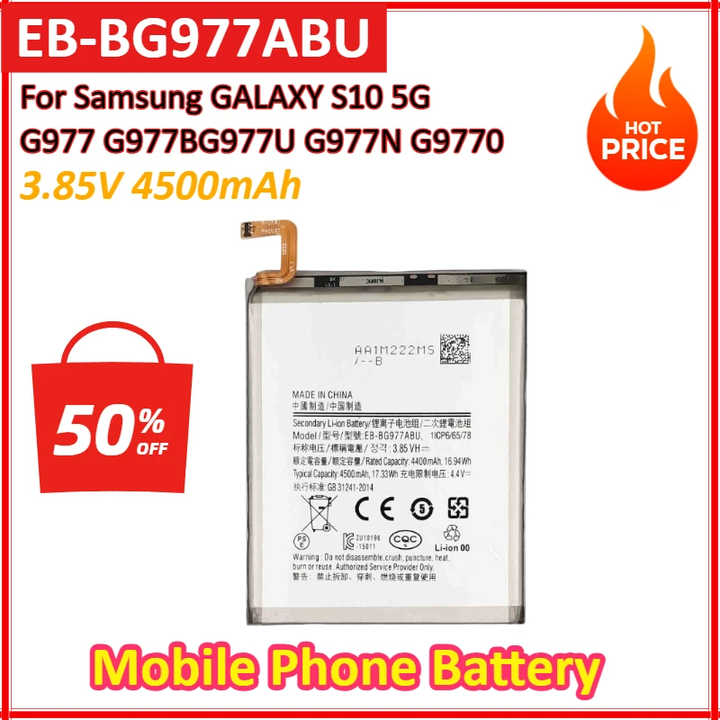

EB-BG977ABU 3.85V 4500mAh Mobile Phone Battery for Samsung GALAXY S10 5G G977 G977BG977U G977N G9770 Version S10 X S10X Battery