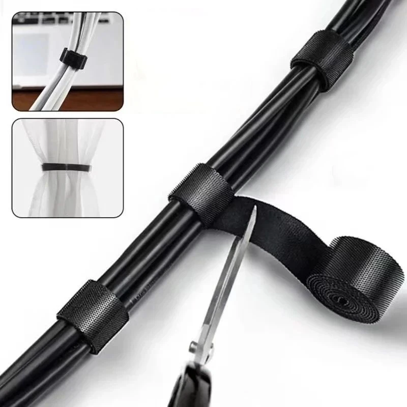 自己粘着ケーブル収納ファスナーテープ、再利用可能なケーブルパンティー、両面、フックループ、ケーブルタイ、ワイヤー管理ストラップ