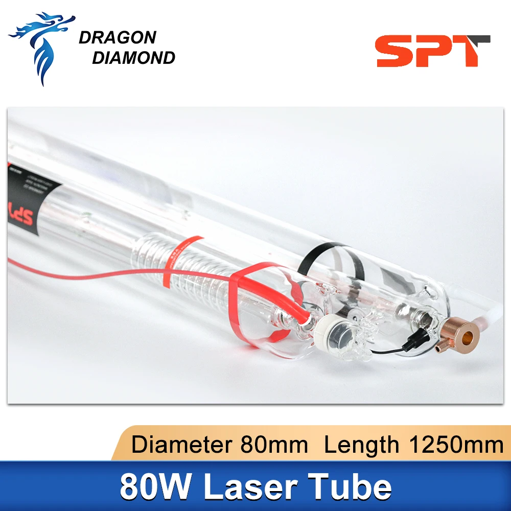 C90 Co2 Laser Tube 80-100W Dia.80mm Length 1250mm Wooden Box Packing For Co2 Laser Engraver Cutting Machine