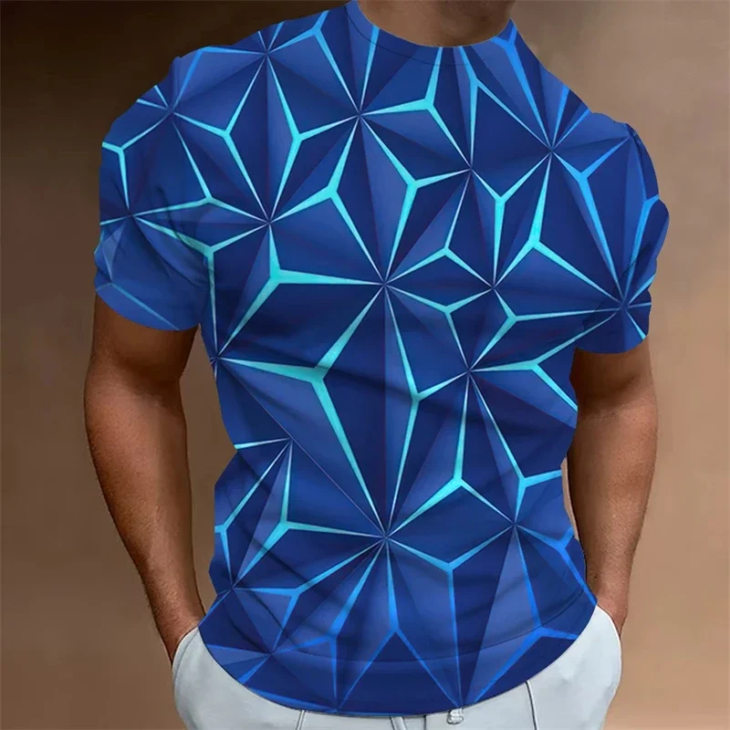 2024 Everyday Casual Fashion T-shirt for Men 3d Line Printed Men's Clothing Street Gym Short Sleeve Oversized T-shirt Blazer