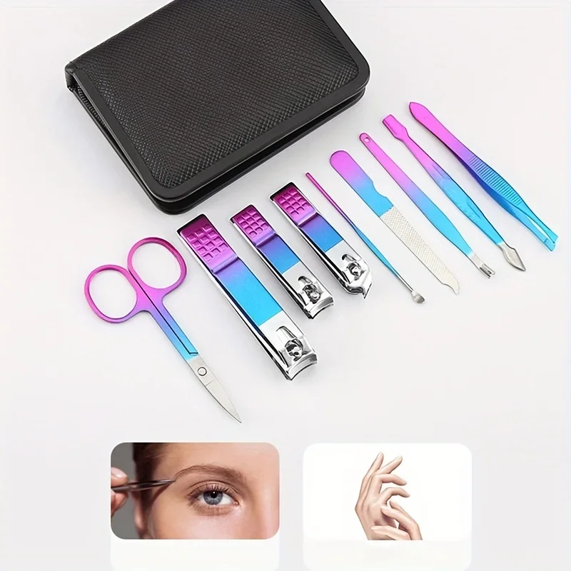 Set da 9-18 pezzi Kit professionale per manicure e pedicure in acciaio inossidabile Cura delle unghie di precisione con custodia da viaggio con forbici tagliaunghie