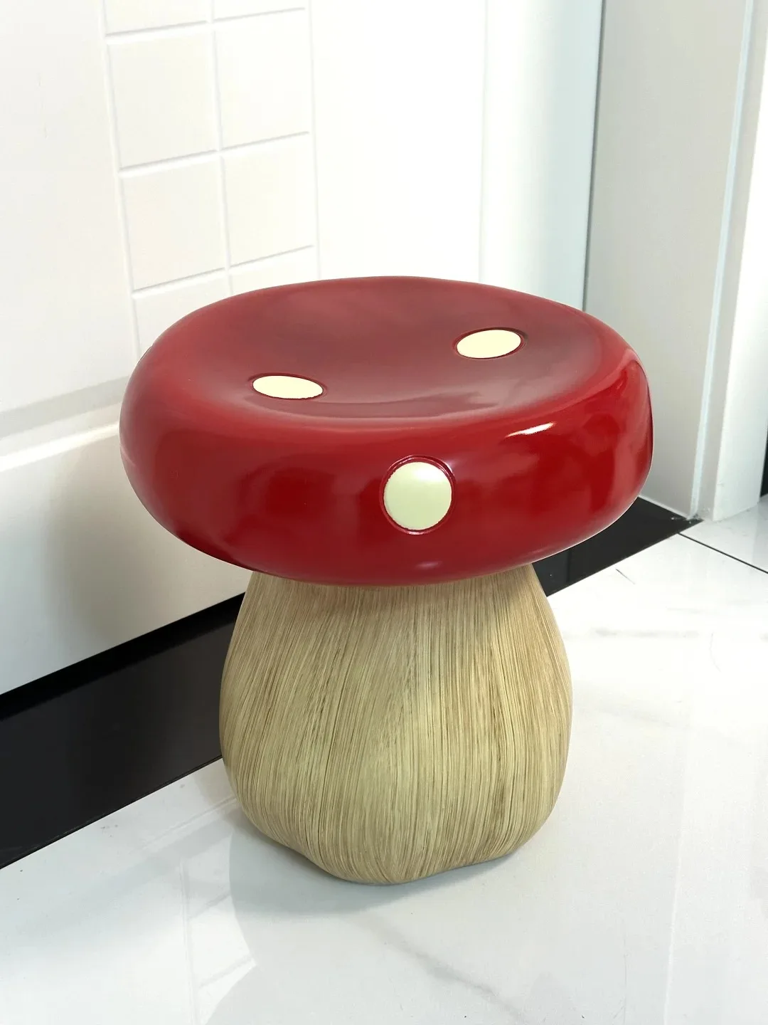 EC Cartoon Solid Wooden Small Home Backrest Stool Living Room Sofa Round Stool Style Chair