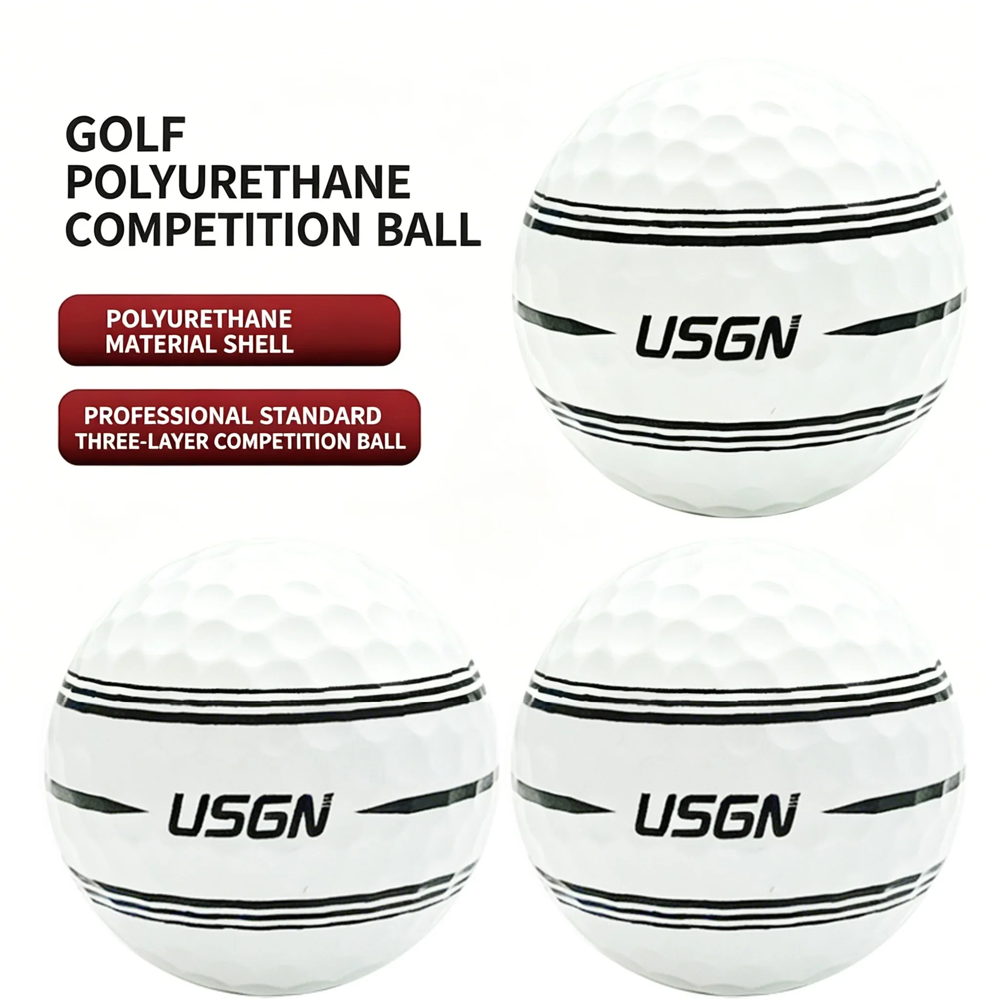 Golf Polyurethane Bulk Balls Ultra Long Distance Aiming Line 3 Layer Urethane Competition Balls USGA Standard 12-Pack