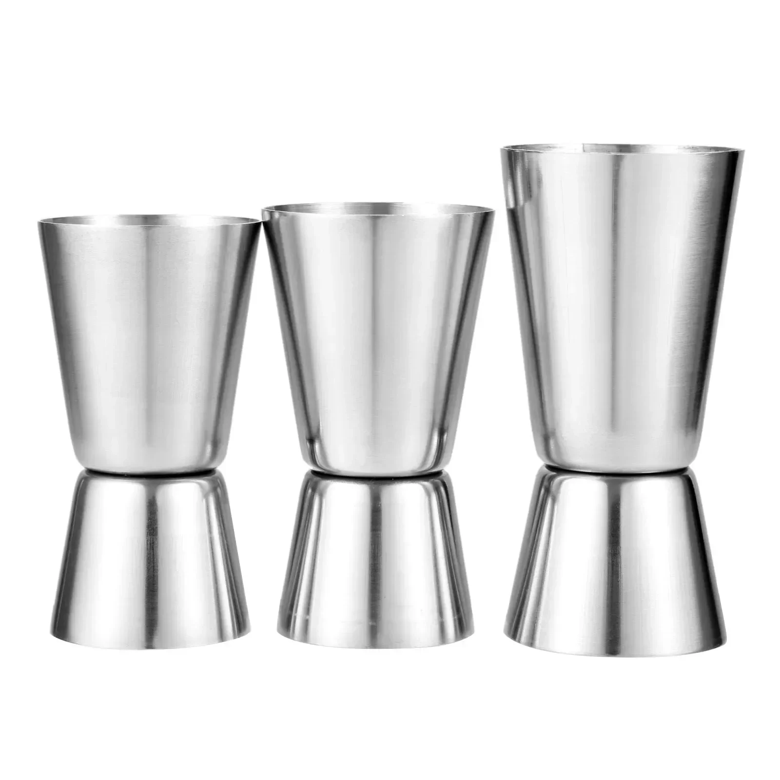 2/3pcs Stainless Steel Jigger Shots 15/30 20/40 25/50ml Cocktail Shaker Measure Cups 2-Tone Professional Spirit Mixing Tools Set