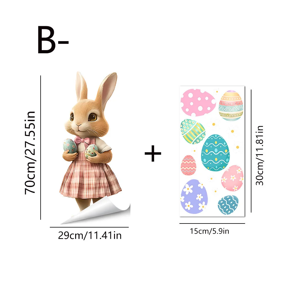 Pasen Nieuw product Elektrostatische patch Schattig konijn Kleurrijke eierstickers Glazen raamstickers Kinderkamerdecoratie