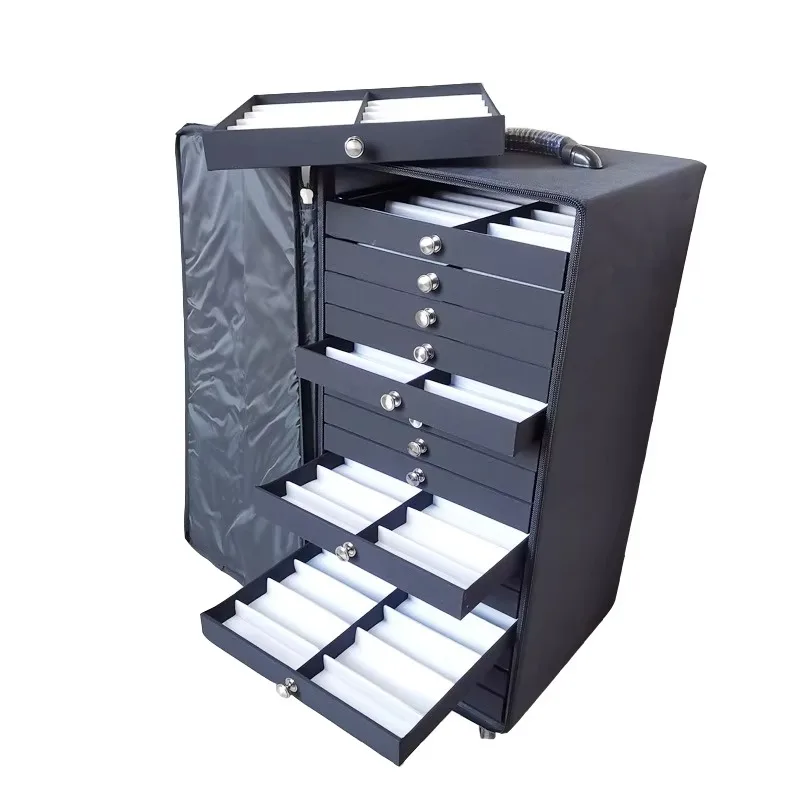 

【Best-selling】Wholesale High Quality Large Capacity 192Pcs Optical Glasses Pull Up Trolley Travel Suitcase Removable 16 Trays D