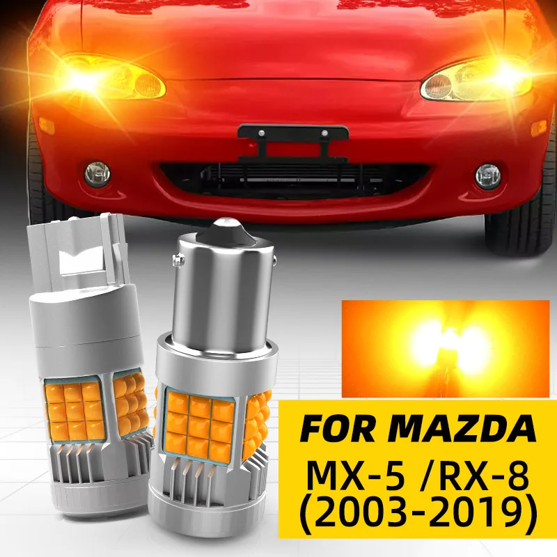 2pcs Car LED Turn Signal Lights Bulbs For Front/Rear Direction Indicator Amber For Mazda MX-5 MK3/4 NC DN RX-8 SE FE