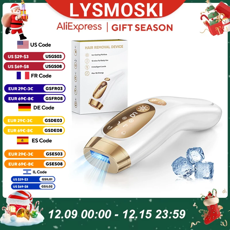 Laser Hair Removal Unlimited Flashes Ice-cooling IPL Device Painless & Long-Lasting Results Full Body Treament for Women and Men