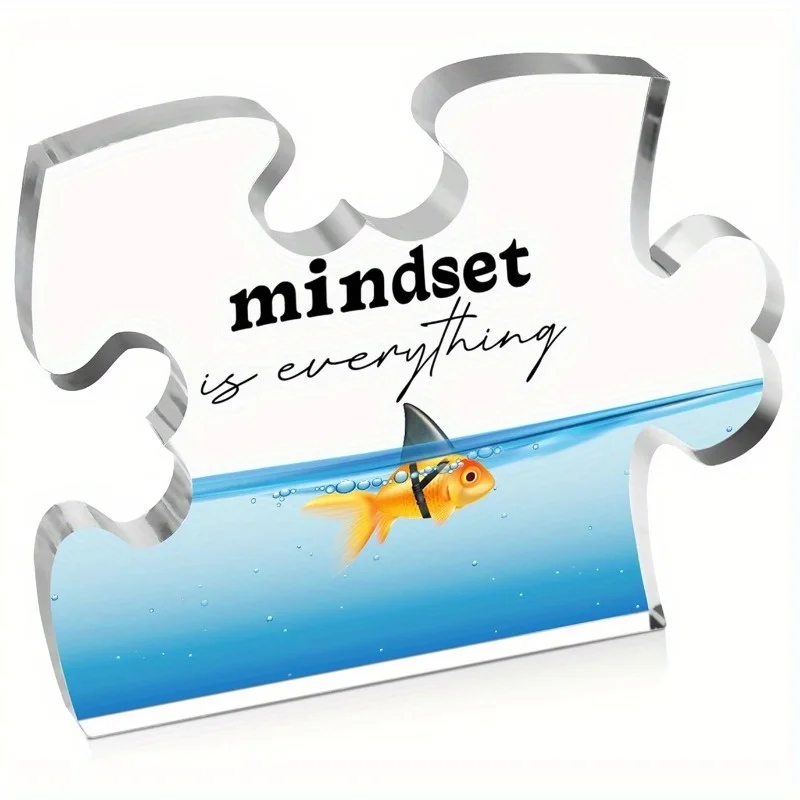 Cadeau Motivant : Puzzle Cœur en Acrylique « L'Attitude Détermine Tout » – Plaque de Bureau en Acrylique Gravée avec Boîte Cadeau pour Amis et Collègues