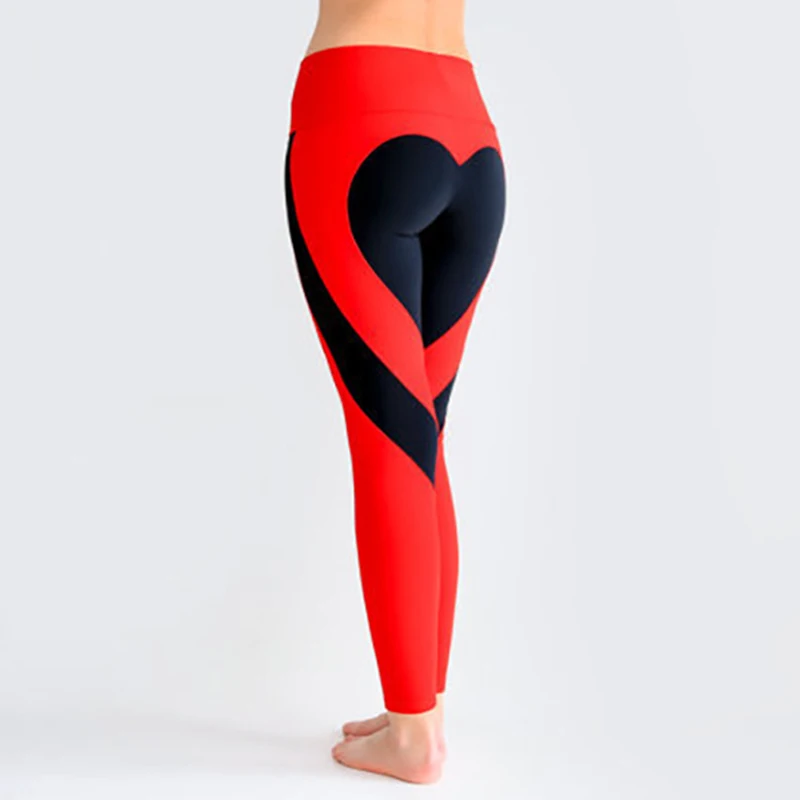 Women Tight Peach Hip Love Leggings High Waist Yoga Pants New Black Red Pink Printed High Elastic Sport Milk Silk Fitness Legins