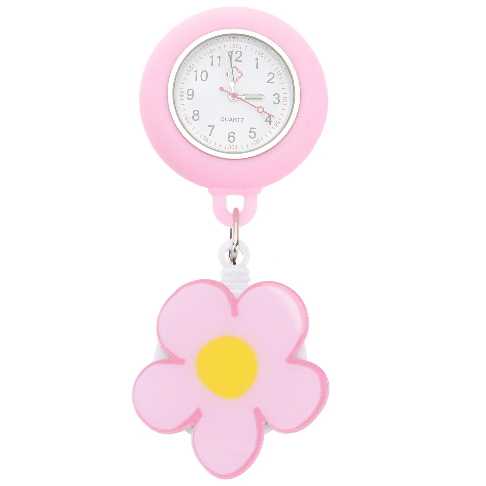 

Cartoon Pattern Nurse Pocket Watch Silicone Cover Large Dial Clip-on Luminous Quartz Watch for Nurses Doctors